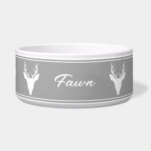 White Deer Head Silhouette On Grey And Custom Name