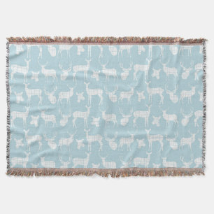 White Deer on Blue Throw Blanket