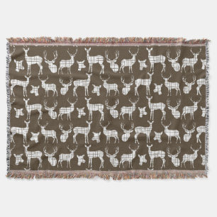 White Deer on Brown Throw Blanket
