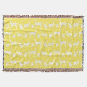 White Deer on Yellow Throw Blanket