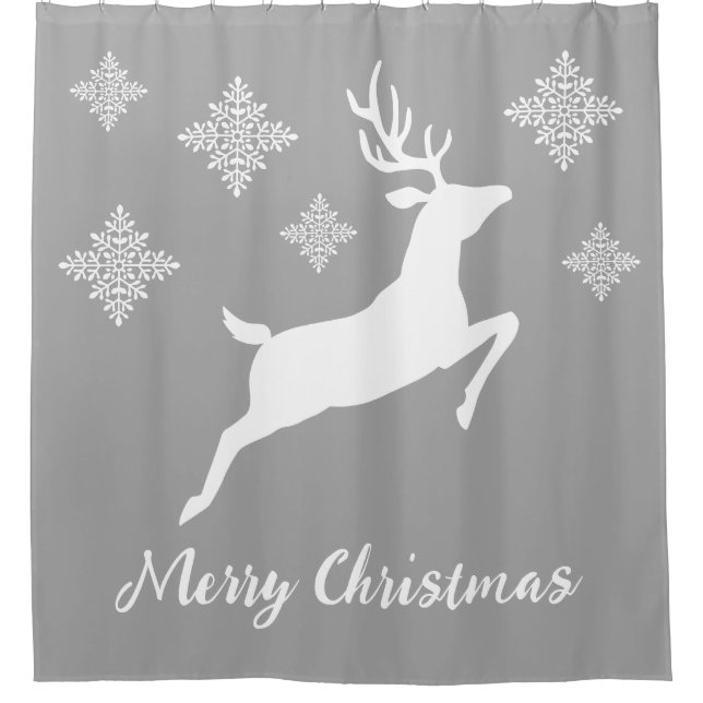 White Deer Shape On Grey With Snowflakes & Text (Front)