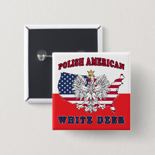 White Deer Texas Polish American 2 Inch Square Button