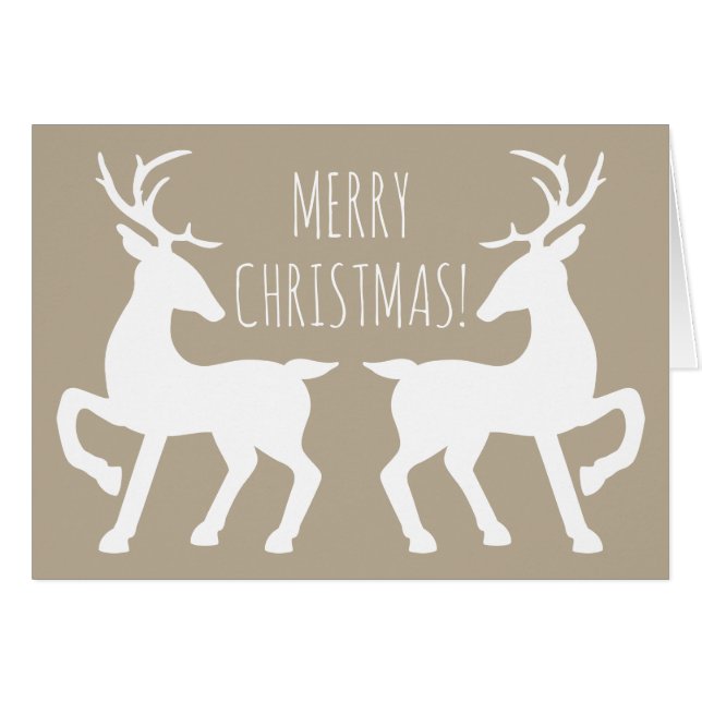 White Deers On Beige Personalizable Christmas (Front Horizontal)