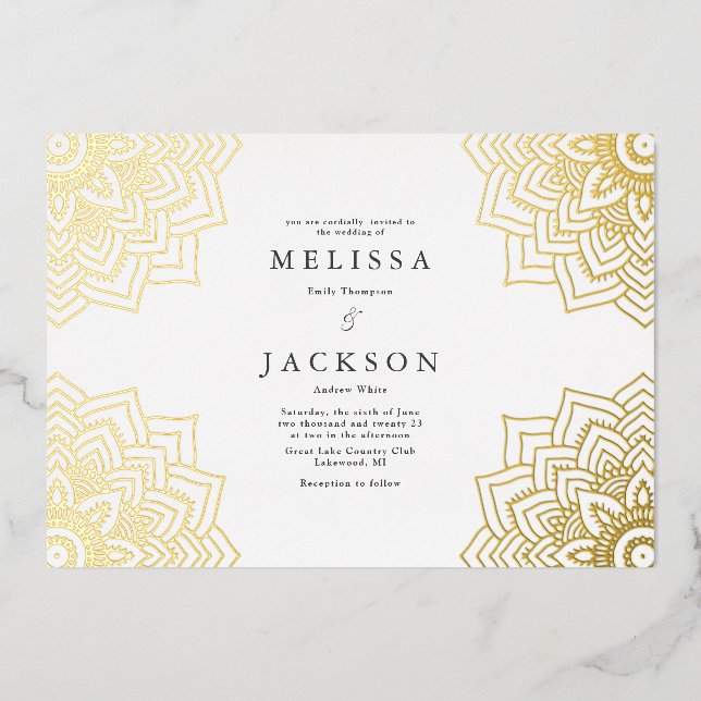 White Delicate gold mandala Wedding (Front)