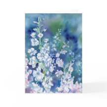 White Delphiniums Blank Notecard