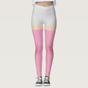 White Denim Shorts With Hot Pink Fishnets Leggings