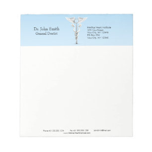 White Dental Mirror Caduceus Toothbrush Medical Notepad