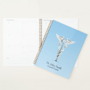 White Dental Mirror Caduceus Toothbrush Medical Planner