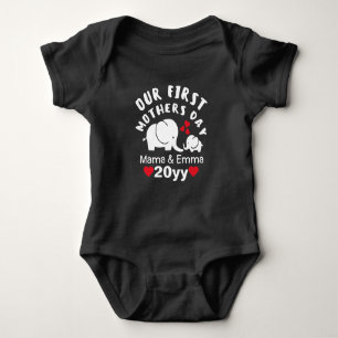 White Design Personalized 1st Mother's Day Baby Bodysuit