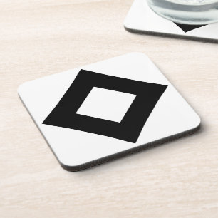 White Diamond, Bold Black Border Coaster