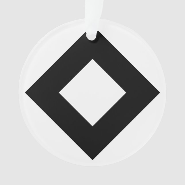 White Diamond, Bold Black Border Ornament (Front)