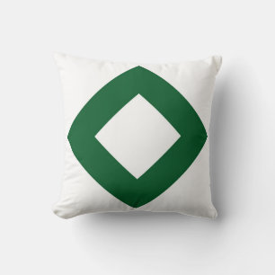 White Diamond, Bold Green Border Throw Pillow