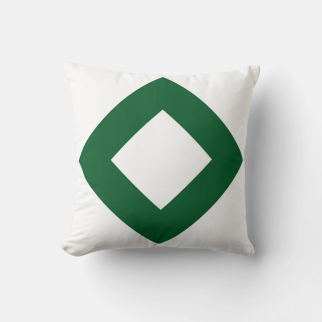 White Diamond, Bold Green Border Throw Pillow (Front)