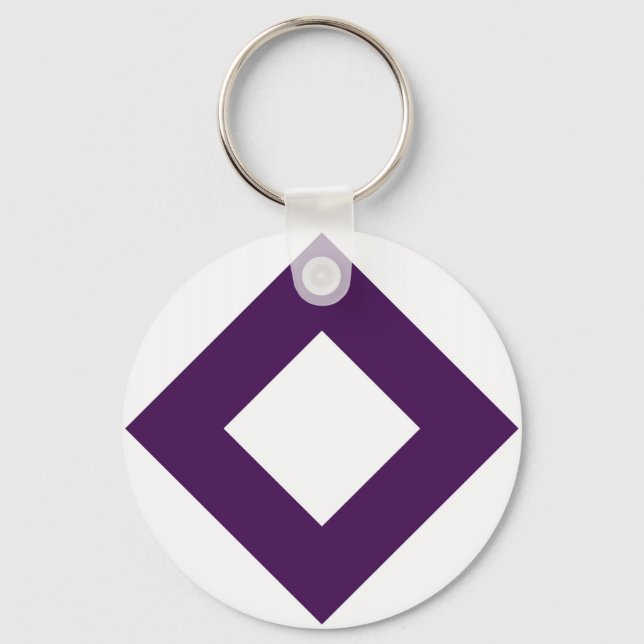 White Diamond, Bold Purple Border Keychain (Front)