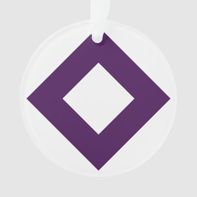 White Diamond, Bold Purple Border Ornament (Front)