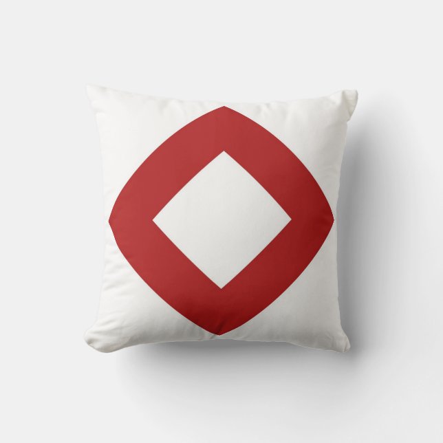 White Diamond, Bold Red Border Throw Pillow (Front)