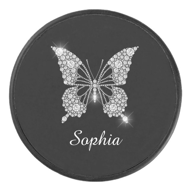 White Diamond Butterfly, DIY Script Nom, Black (Devant)