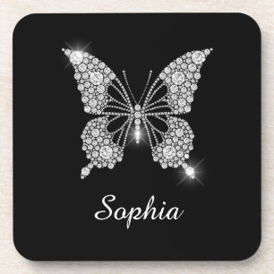 White Diamond Butterfly, Script Name, Black Coaster
