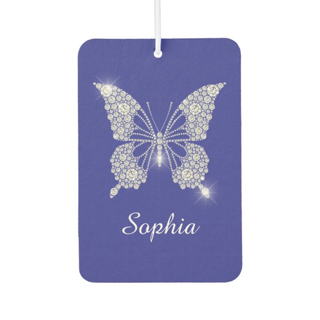 White Diamond Butterfly, Script Name, Deep Blue Air Freshener (Front)
