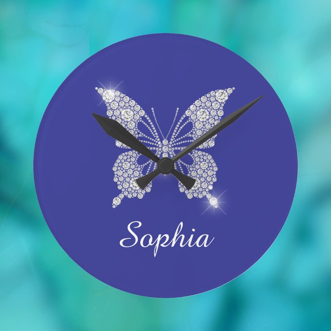 White Diamond Butterfly, Script Name, Deep Blue Round Clock (Creator Uploaded)