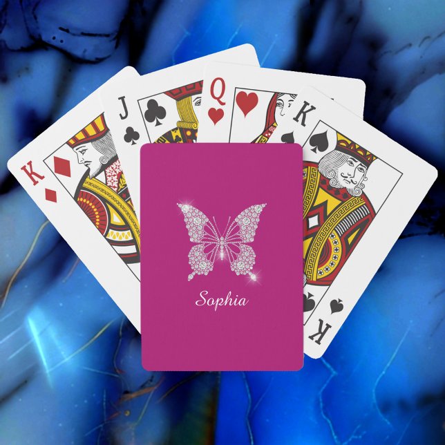 White Diamond Butterfly, Script Name, Deep Fuchsia Playing Cards (Creator Uploaded)