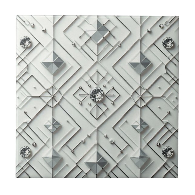 White Diamond Mid Century Modern  Tile (Front)