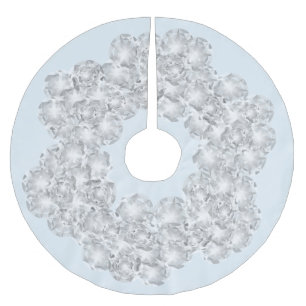 White Diamond on Light Pastel Blue Sparkle Brushed Polyester Tree Skirt
