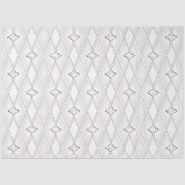 White Diamond Pattern Abstract Classy Geometric Tissue Paper (Front)