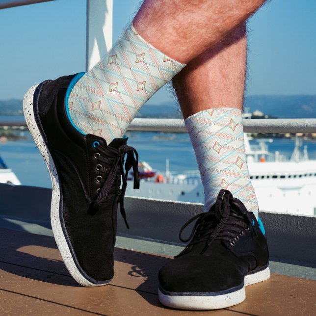 White Diamond Pattern Abstract Unique Geometric Ad Socks (Creator Uploaded)
