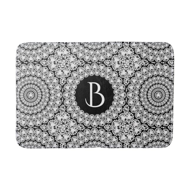 White Diamond Print Geometric pattern Bath Mat (Front)