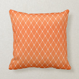 White Diamond Shape Pattern on Orange Throw Pillow