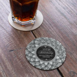 White Diamonds 10th Wedding Anniversary Coaster<br><div class="desc">Elegant white diamonds print geometric cascading pattern with 10th wedding anniversary customizable template.</div>