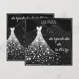 White Diamonds Gown Black Silver Bridal Shower Invitation