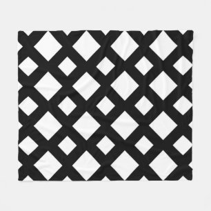 White Diamonds on Black Fleece Blanket