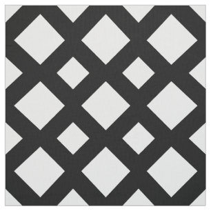 White Diamonds on Black Geometric Fabric