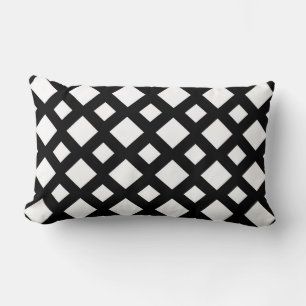 White Diamonds on Black Lumbar Pillow