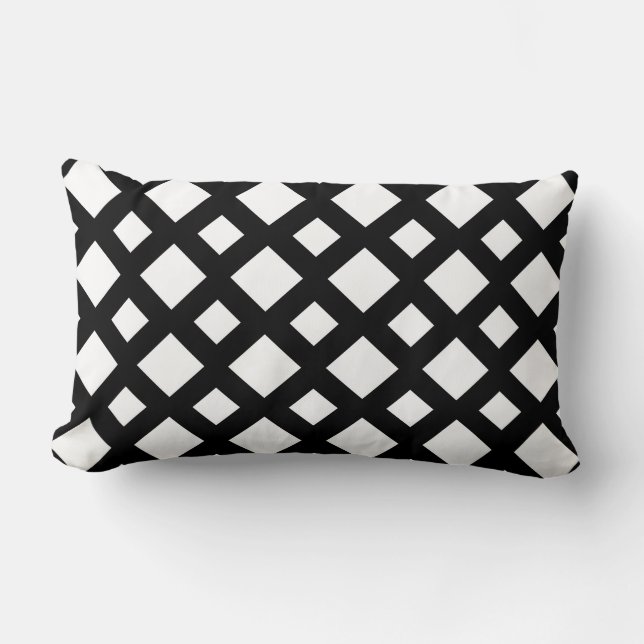 White Diamonds on Black Lumbar Pillow (Front)