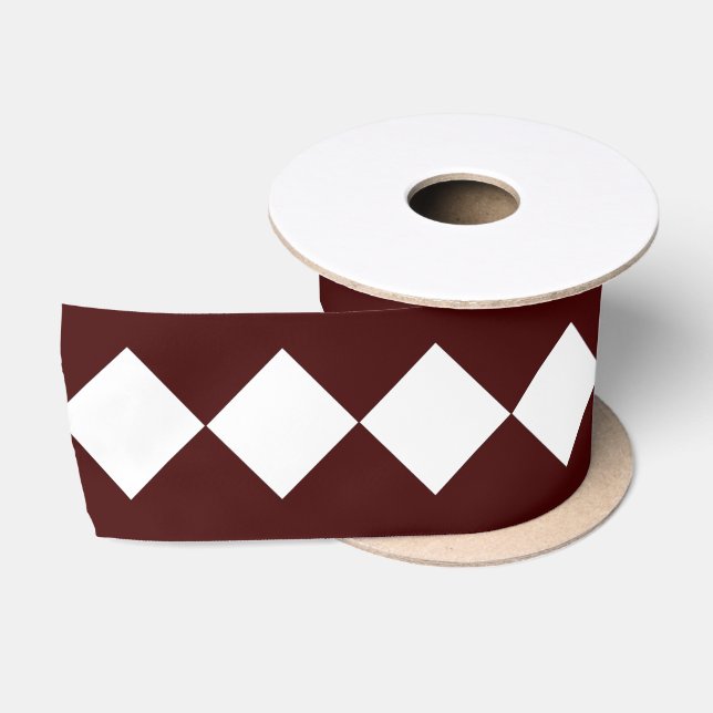 White Diamonds on Coloured  Satin Ribbon (Spool)