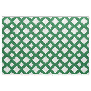 White Diamonds on Green Geometric Fabric