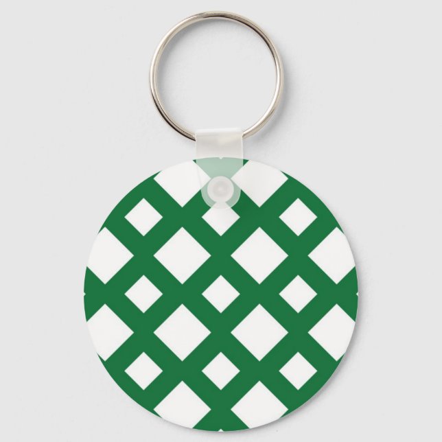 White Diamonds on Green Keychain (Front)