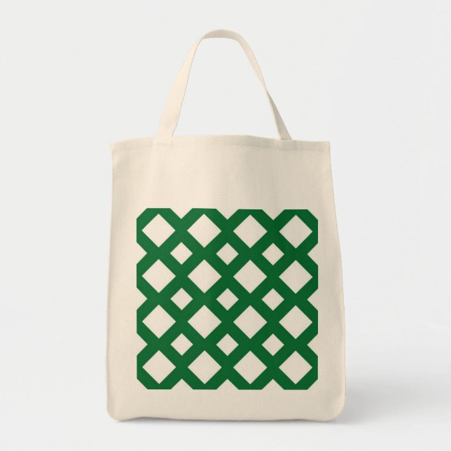 White Diamonds on Green Tote Bag (Front)