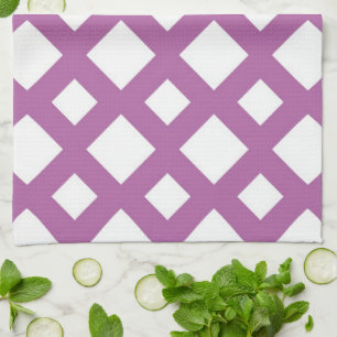 White Diamonds on Lavender Kitchen Towel