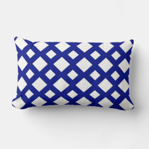 White Diamonds on Navy Lumbar Pillow