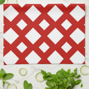 White Diamonds on Red Kitchen Towel