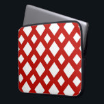 White Diamonds on Red Laptop Sleeve<br><div class="desc">A bold, geometric pattern of large and small white diamonds on a red background. The red forms a lattice which separates the diamond shapes.
Digitally created 9000 x 6000 pixel image.
Copyright ©2013 Claire E. Skinner, All rights reserved.</div>
