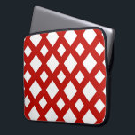 White Diamonds on Red Laptop Sleeve<br><div class="desc">A bold,  geometric pattern of large and small white diamonds on a red background. The red forms a lattice which separates the diamond shapes. 

 Digitally created 9000 x 6000 pixel image. 
 Copyright ©2013 Claire E. Skinner,  All rights reserved.</div>