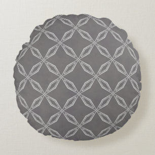 White Diamonds Pattern Round Pillow