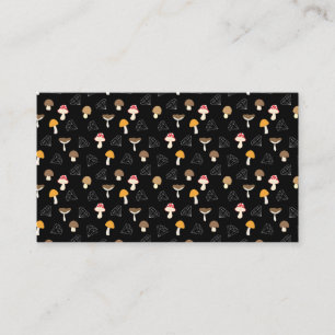 White Diamonds Shape Mushroom Types Fungi Black Business Card