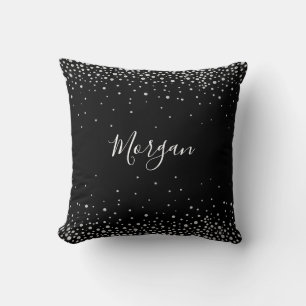 White Diamonds, White Script Name, Black Vs 2 Throw Pillow