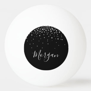 White Diamonds, White Script Name on Black Ping Pong Ball